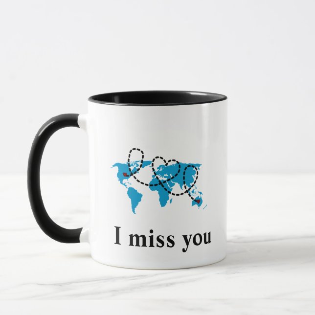 long distance country world map america-australia mug (Left)