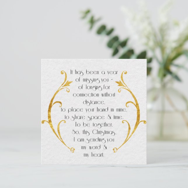 Long Distance Elegant Card with Gold Detailing (Standing Front)