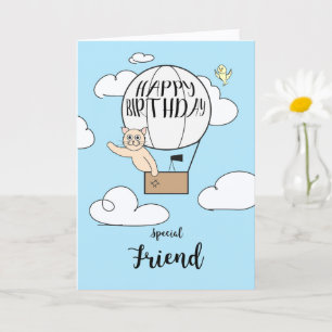 Long Distance Friend Birthday Hot Air Balloon      Card