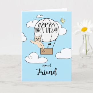 Long Distance Friend Birthday Hot Air Balloon      Card