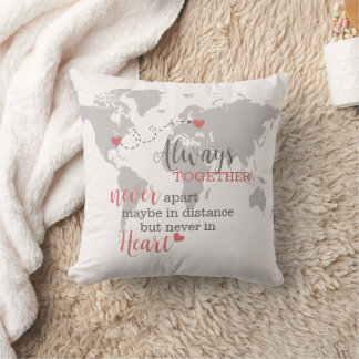 Long Distance Friendship Family World Map Heart Cushion