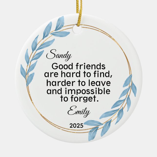 Long Distance Friendship Gift, Bestie gift Ceramic Tree Decoration (Front)
