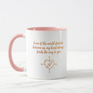 Long Distance Relationship Heart Compass Gift Mug
