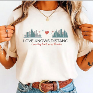 Long Distance Relationship Love Knows Distance Sky Tri-Blend Shirt