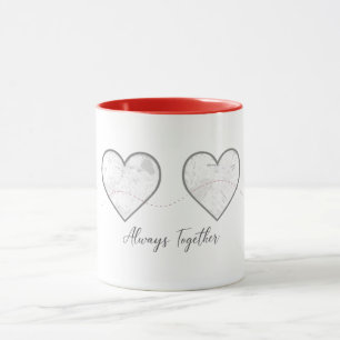 Long Distance Relationship Map Hearts Personalized Mug