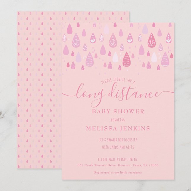 Long Distance Shower / Sprinkle By Mail Invitation (Front/Back)