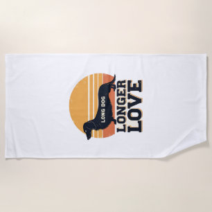 Long Dog Longer Love Vintage Dachshund Sunset Grap Beach Towel