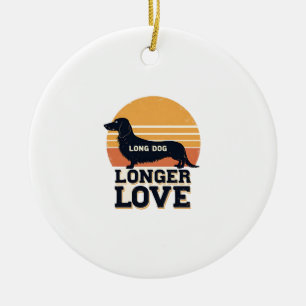 Long Dog Longer Love Vintage Dachshund Sunset Grap Ceramic Tree Decoration