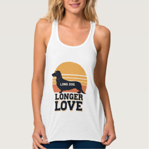 Long Dog Longer Love Vintage Dachshund Sunset Grap Singlet