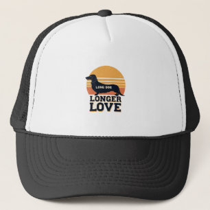 Long Dog Longer Love Vintage Dachshund Sunset Grap Trucker Hat
