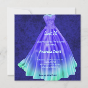 Long dress Sweet 16 (Blue) Invitation