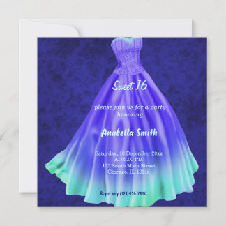 Long dress Sweet 16 (Blue) Invitation