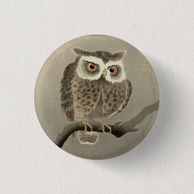long-eared owl 3 cm round badge (Front)