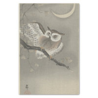 Long-Eared Owl in Ginkgo by Ohara Koson
