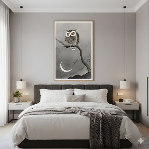 Long-Eared Owl on Branch – Vintage Serenity Poster