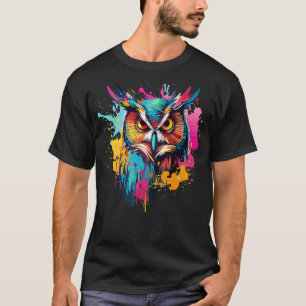 Long Eared Owl Owls Lover Colourful Splash Art T-Shirt