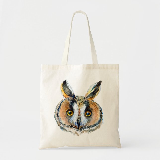 Long- eared owl portrait tote bag (Front)