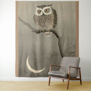 long-eared owl print tapestry