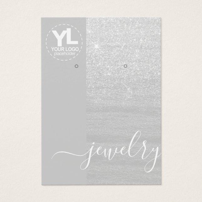 Long Earrings Display Glamour Silver Glitter Glam (Front)