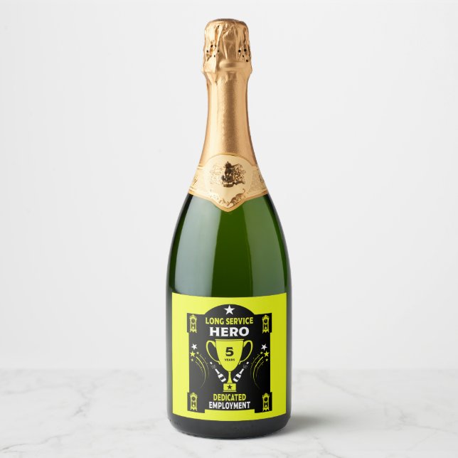Long Employment Service Recognition Five years Sparkling Wine Label (Front)