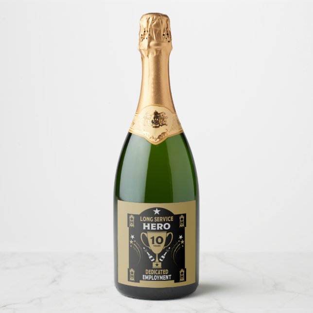 Long Employment Service Recognition Ten years Sparkling Wine Label (Front)