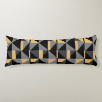 Long Geometric Cushion | Black, Gold Artisanal Sty