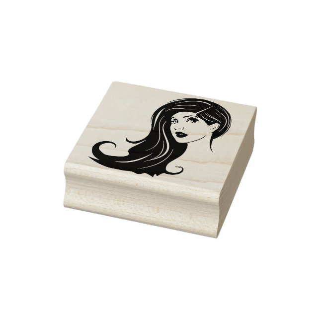 Long Hair Beautiful Woman Fashion Makeup Art Rubber Stamp (Stamp)