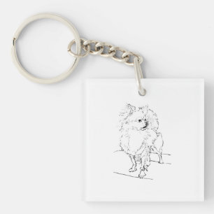 Long Hair Chihuahua - Dog Illustration Minimalist Key Ring
