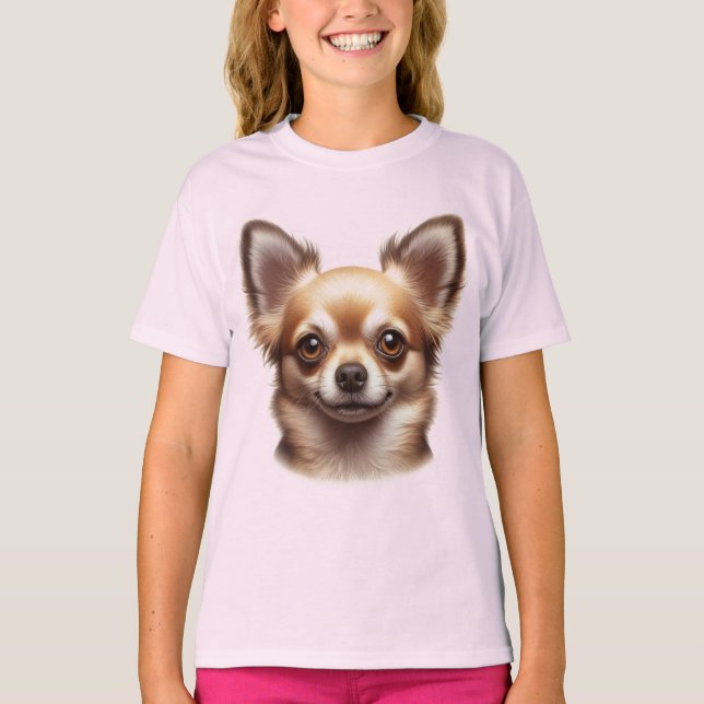 Long hair Chihuahua dog T-Shirt (Front)