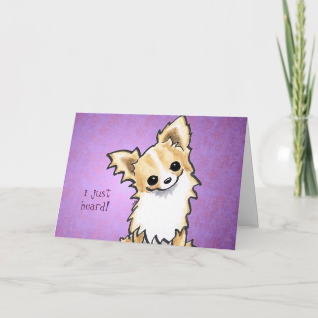 Long Hair Chihuahua Speaks Your Custom Message Card (Front)