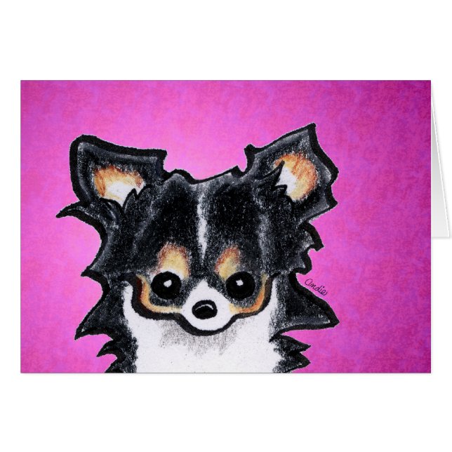 Long Hair Chihuahua Tricolor Custom (Front Horizontal)