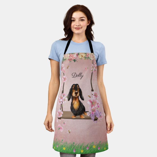 Long Hair Dachshund Apron (Worn)