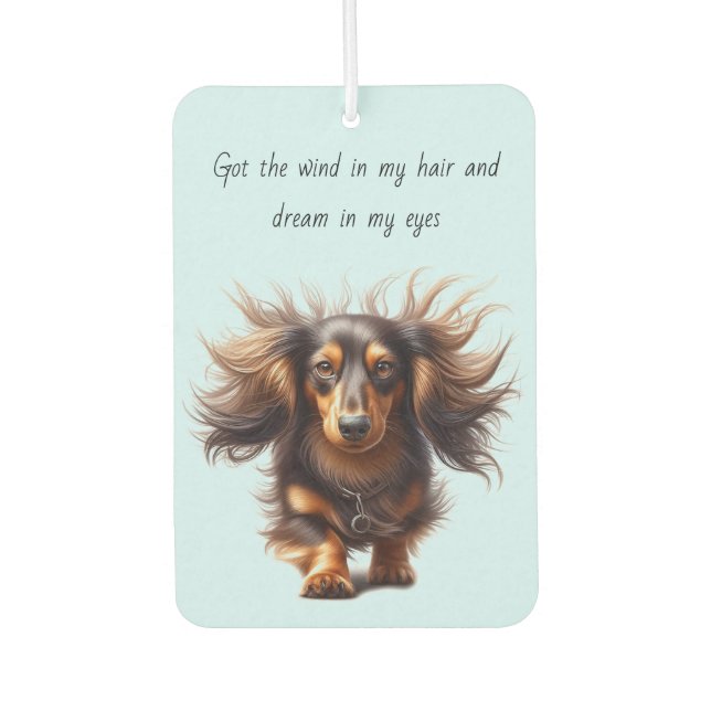 Long Hair Dachshund Car Air Freshener (Front)