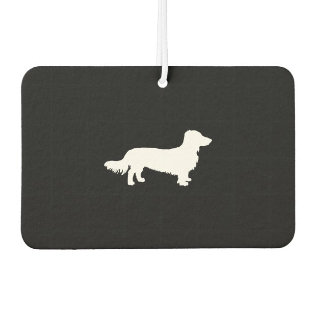 Long hair dachshund dog Dachshund gift silhouette Car Air Freshener (Front)