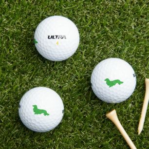 Long Hair Dachshund Green Golfer Gift Golf Balls