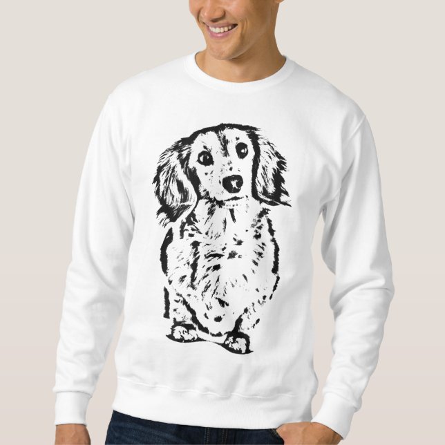 Long Hair Dachshund Lover Gift Doxie Mum Dad Cute  Sweatshirt (Front)