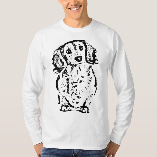 Long Hair Dachshund Lover Gift Doxie Mum Dad Cute  T-Shirt (Front)