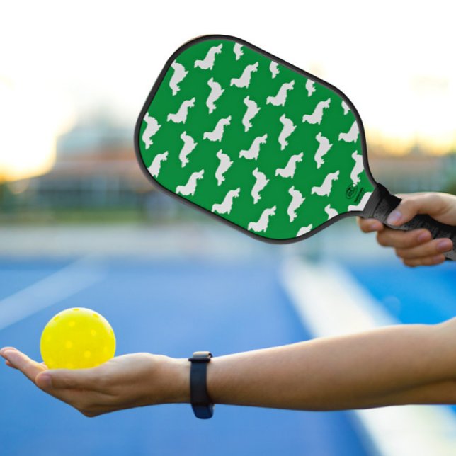 Long Hair Dachshund Loving Pickleball Green Pickleball Paddle (Dachshund pickleball paddle)