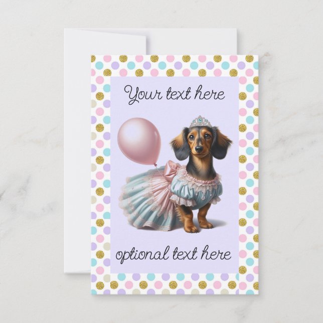 Long Hair Dachshund Party Invitation (Front)