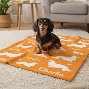 Long Hair Dachshund Personalised Doxie Blanket