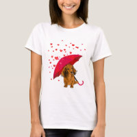 Long Hair Dachshund Raining Hearts Valentine's Day