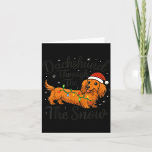 Long Hair Dachshund Through Snow Christmas Pajamas Card