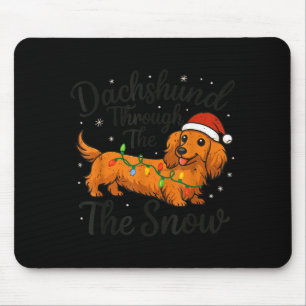 Long Hair Dachshund Through Snow Christmas Pajamas Mouse Pad