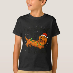 Long Hair Dachshund Through Snow Christmas Pajamas T-Shirt