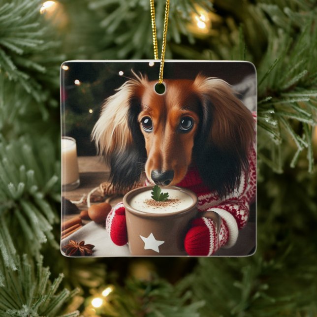 Long Hair Dachshund Tree Ornament (Tree)