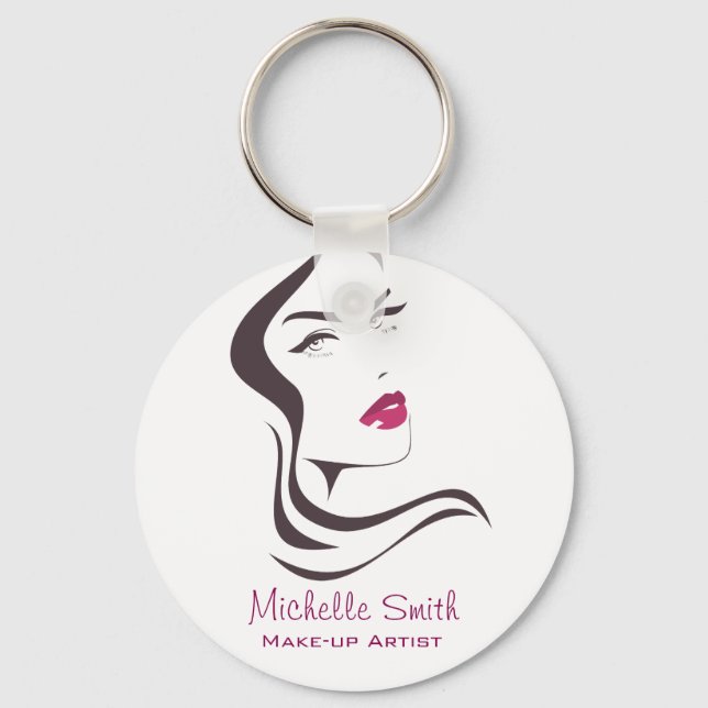 Long Hair hairdresser make up artist  branding Key Ring (Front)