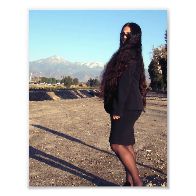 Long Hair Woman And The Mountains Photograph (Front)