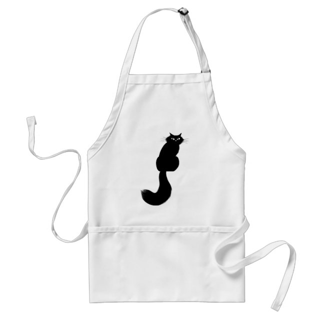 Long Haired Black Cat | Cool Kitty Side Eye Standard Apron (Front)