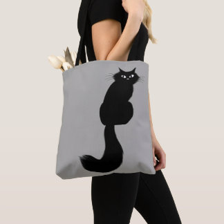 Long Haired Black Cat | Cool Kitty Side Eye Tote Bag