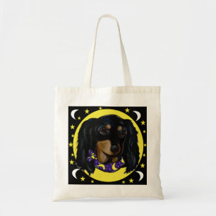 Long Haired Black Dachshund Tote Bag